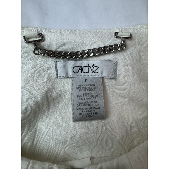 Y2k 2010 Cache Brocade Jacquard Floral Pantsuit Set Cream Zipper Blazer 0 Pant 4 - Picture 10 of 16